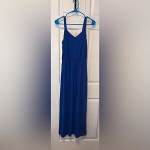 NWOT Elegant Blue Tie Waist Maxi Dress